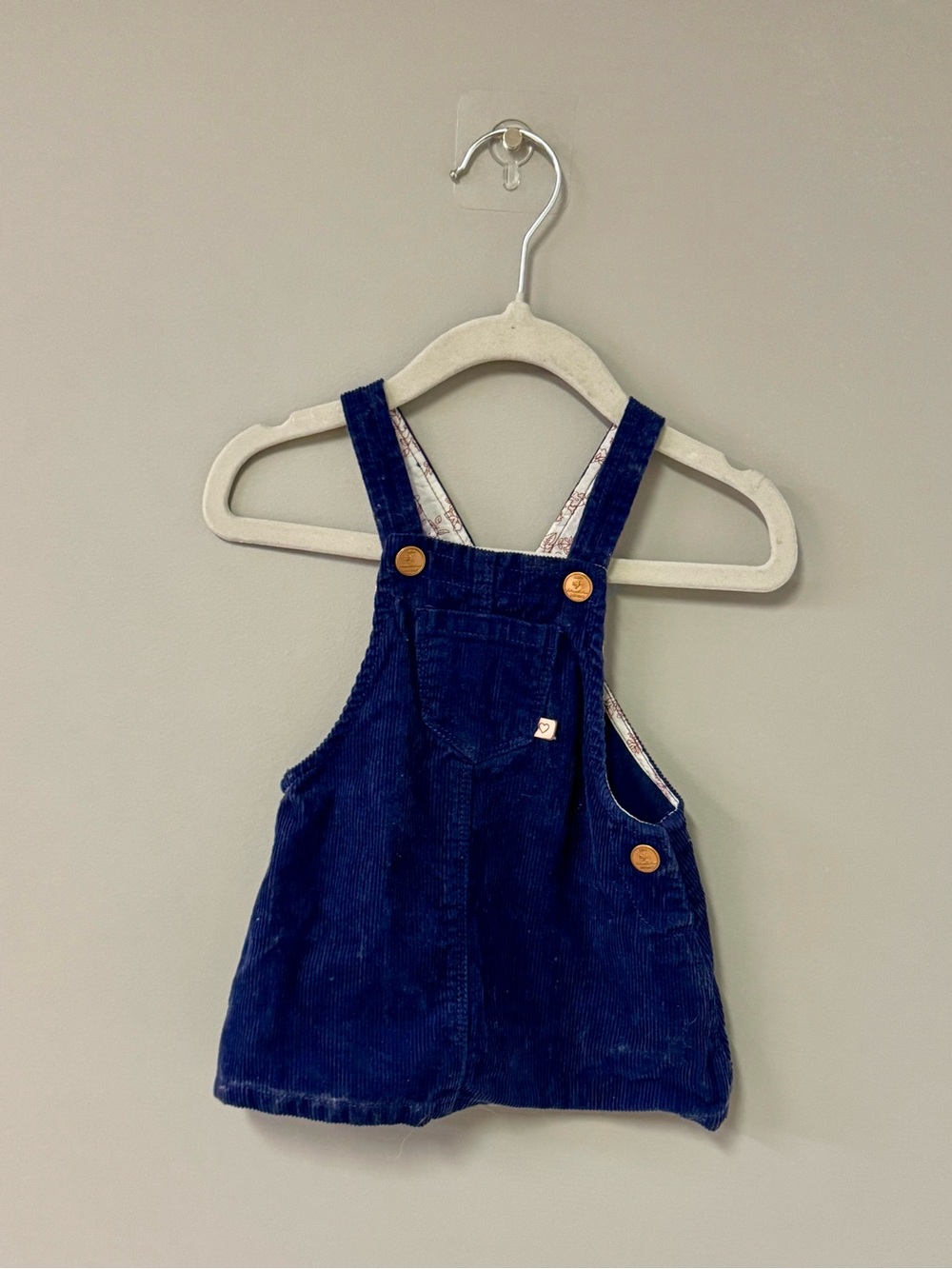 Zara Navy Blue Corduroy Overall Dress for Kids